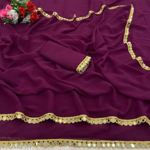 Stylish Saree for Women (Purple, Free Size)