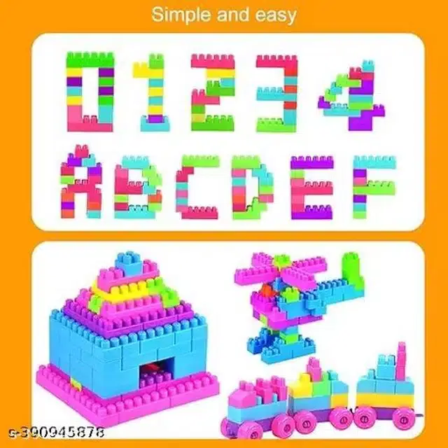 Plastic Block Toys for Kids, Multicolor, Set of 50