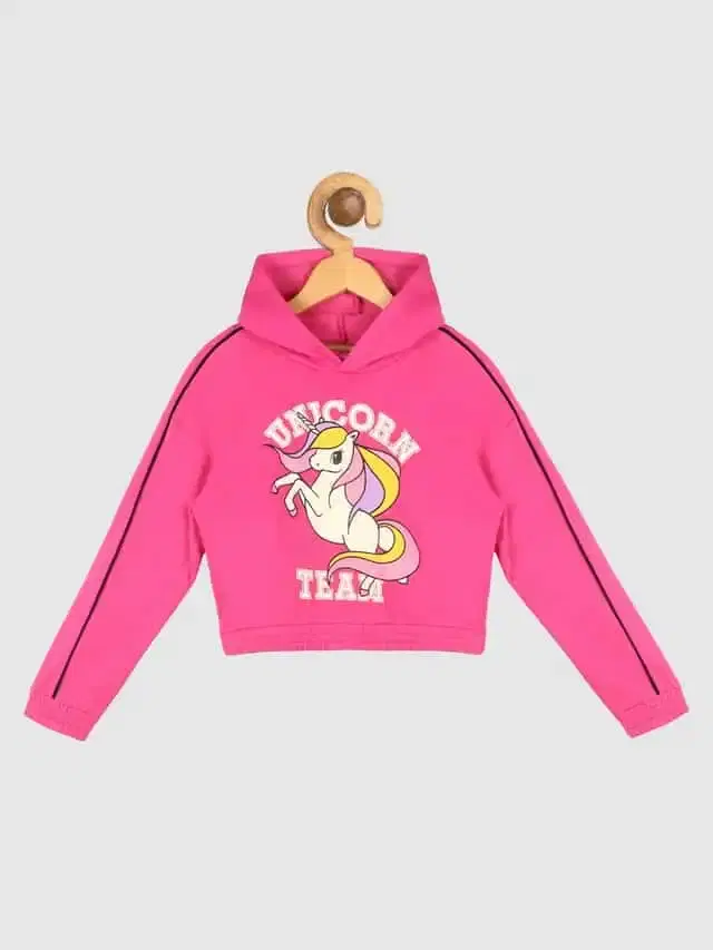Lazy Shark Girls Printed Sweatshirts (Pink, 4-5Y) (LST118)