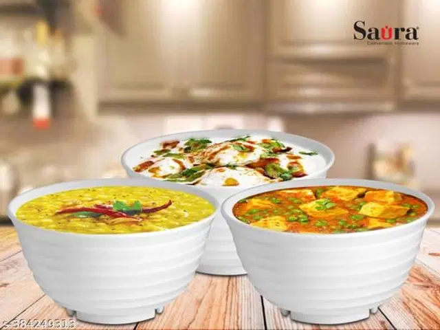 Plastic Bowls, Multicolor, 300 ml, Pack of 3