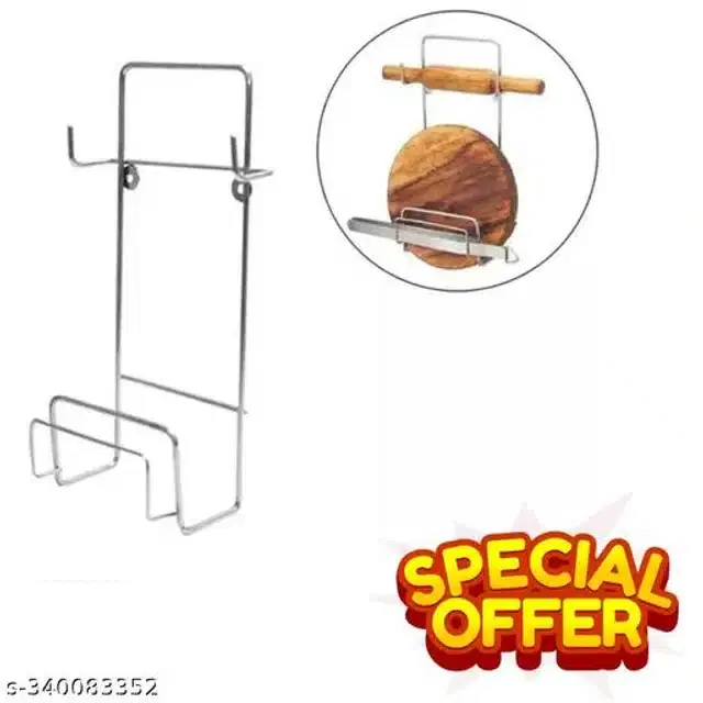 Stainless Steel Belan & Chakla Stand, Silver