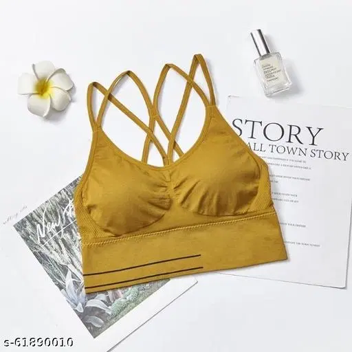 Viscose Spandex Bra for Women, Yellow (30B)