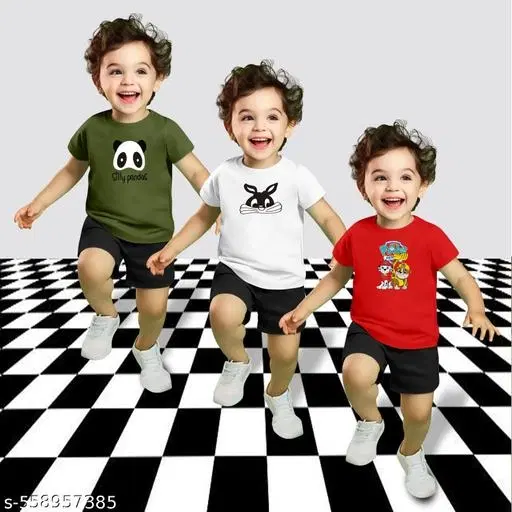 Cotton Blend Printed Clothing Set for Boys, Multicolour, Pack Of 3 (0-1 Months)