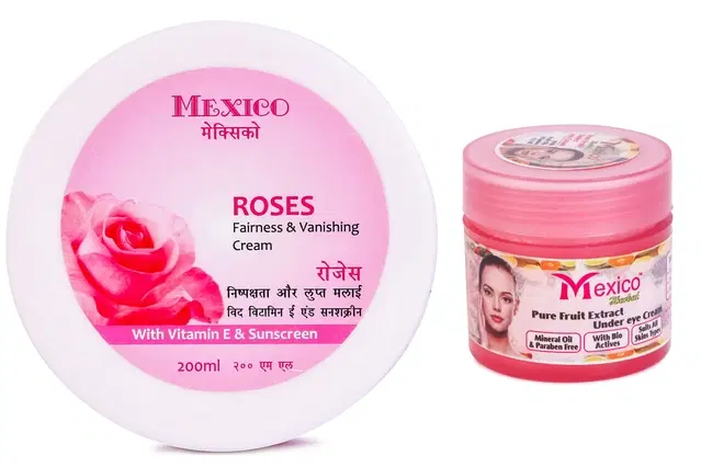 Maxico Herbs Rose Fairness Cream with Fruit Under Eye Cream, Pack of 2
