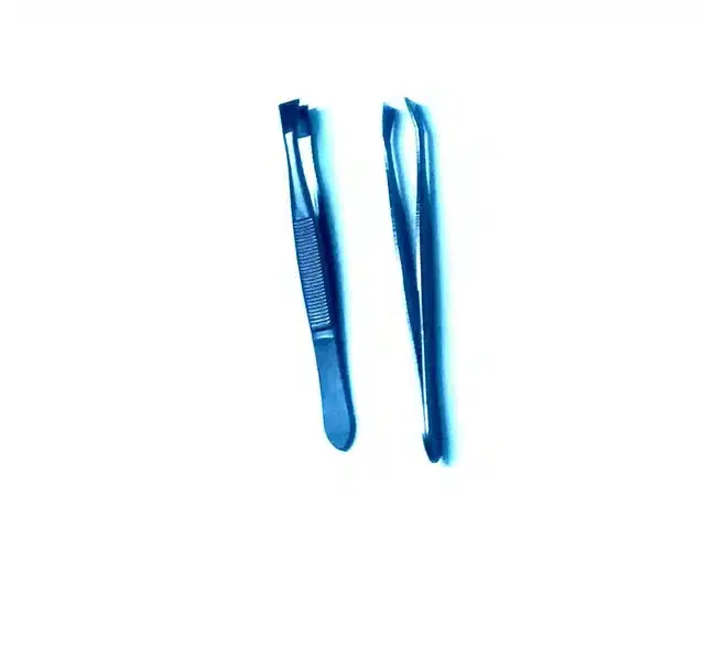 Flat Tip Tweezer Plucker for Women Eyebrows, Multicolor, Pack of 2