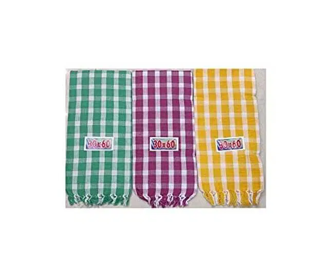 Cotton Checkered Bath Towel, Multicolors, Multicolors, 60x90 inch, Mo-374