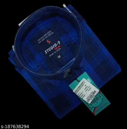 Cotton Blend Checked Shirt for Men, Blue (M) Pack of 1