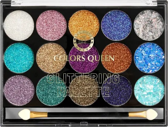 COLORS QUEEN 15 Color Glittering Palette, 18 g, Multicolor