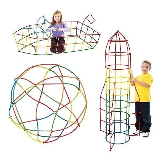 Plastic Educational Straw 100 Pcs Assembly Blocks Toy Set for Kids, Multicolor