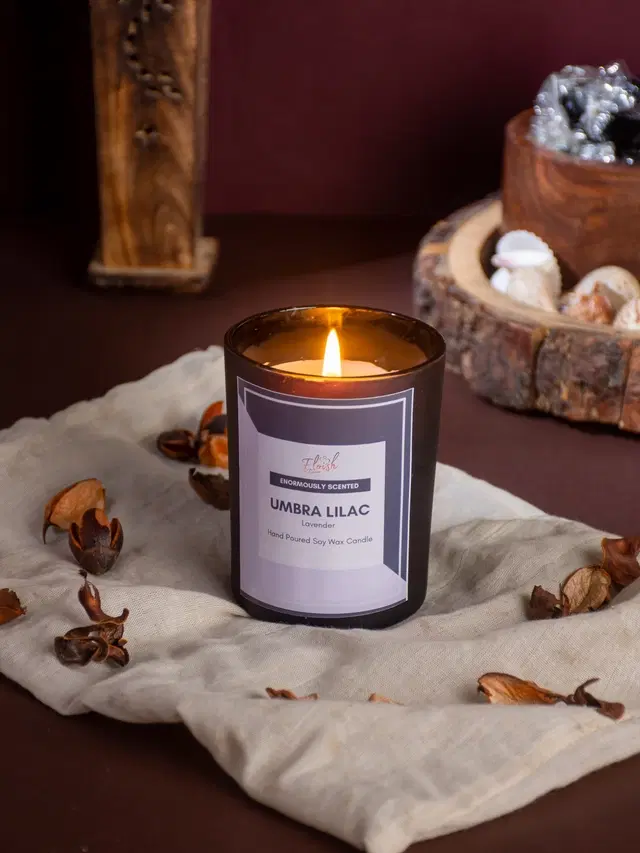 Floish Decor Premium Scented Soy Wax Frosted Glass Candle with Wooden Lid