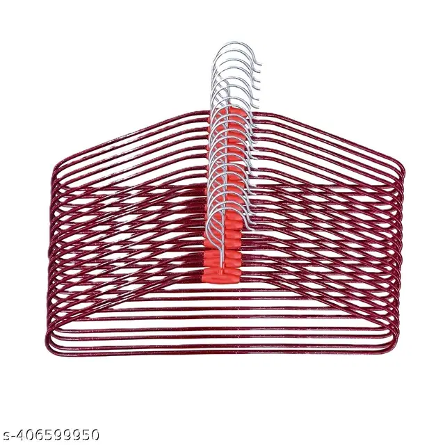 Plastic Non Slip Clothes Hangers, Red, Pack of 10