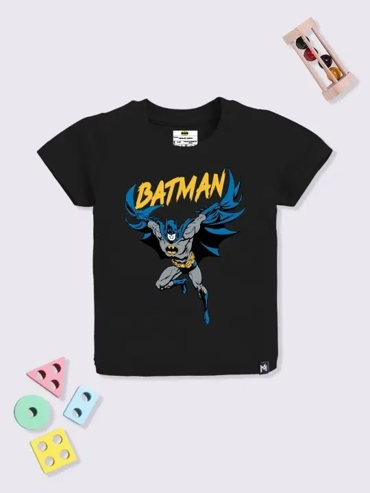 Cotton Batman Printed T-Shirt for Boys, Black (3-4 Years)
