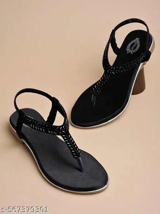 Shoetopia Women's Flats - Black Embellished (Size 8.0)