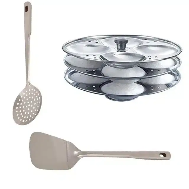 Stainless Steel Poni, Palta & Idli Making Stand of 3 Plates, Combo of 3