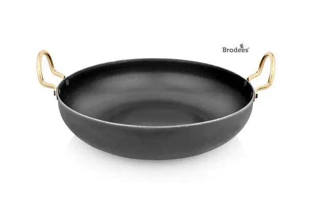 BRODEES Iron Kadahi 30 Cm Dia Flat Bottom Kadhai 30 cm diameter, 4.5 L capacity, Iron, A-13