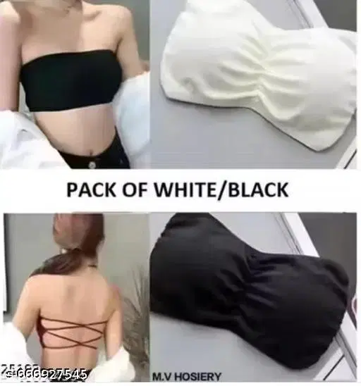 Everyday Bandeau Bra for Women, Pack of 2 (White, 32B)