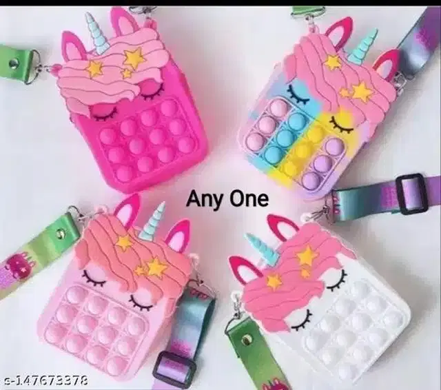 Pop-it Fidget Unicorn Theme Sling Bag for Kids, Assorted
