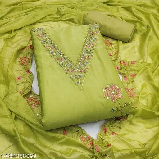 Silk Blend Punjabi/All Over Suits for Women (Multicolor, 6.85 meter (3XL)