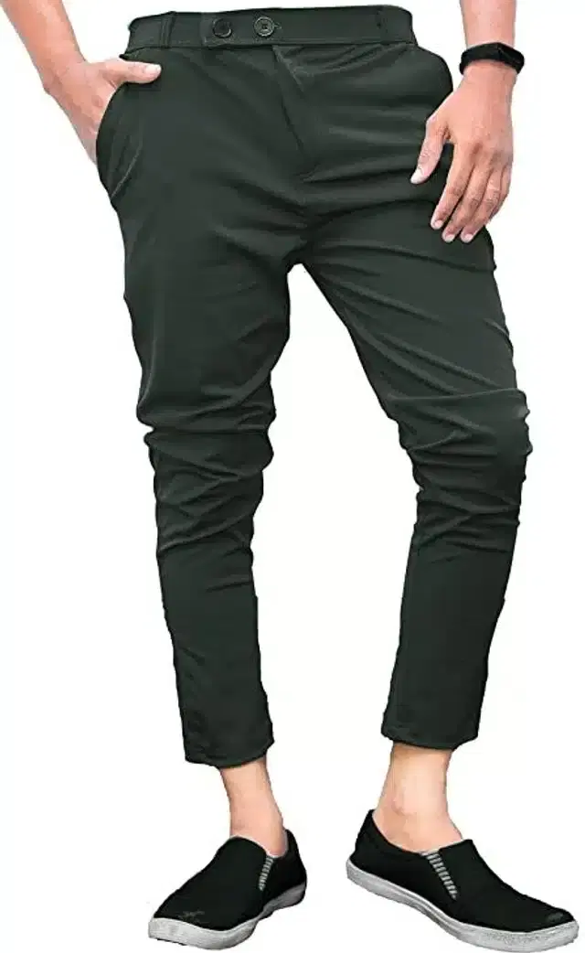 Lycra Blend Trouser for Men (Bottle Green, 28)
