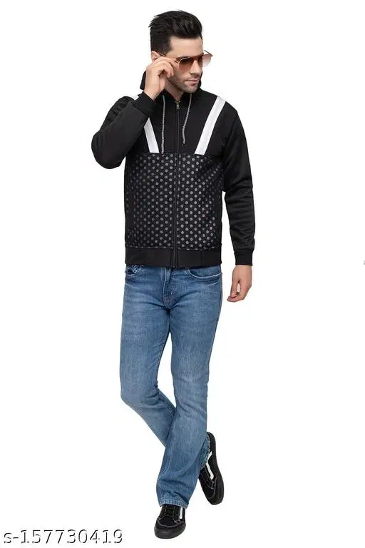 Polyester Jacket for Men (Black, M)