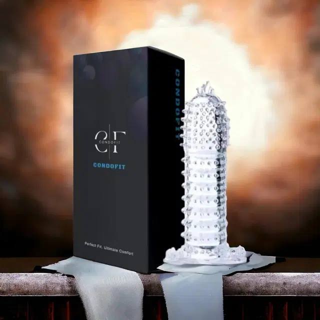 Crystal Dotted Reusable Condom for Men, Transparent