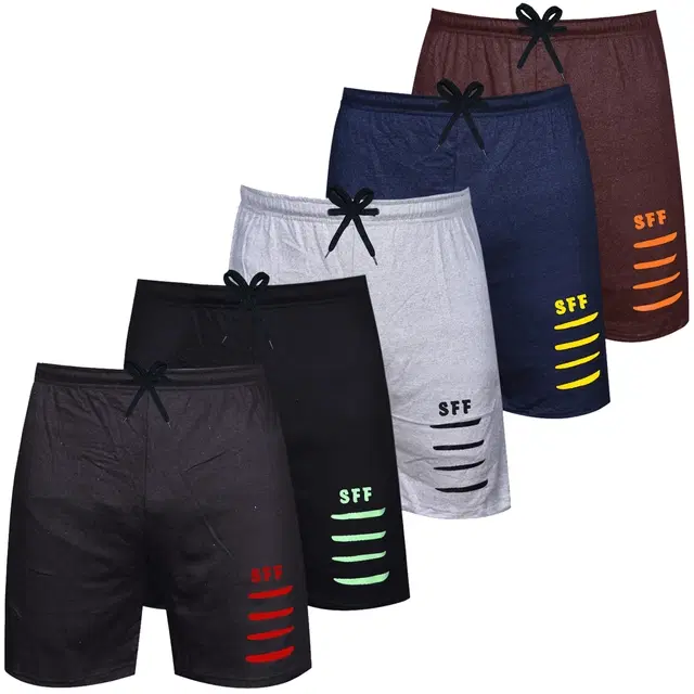 Cotton Shorts for Boys, Pack of 5 (Multicolor, 6-7 Years)