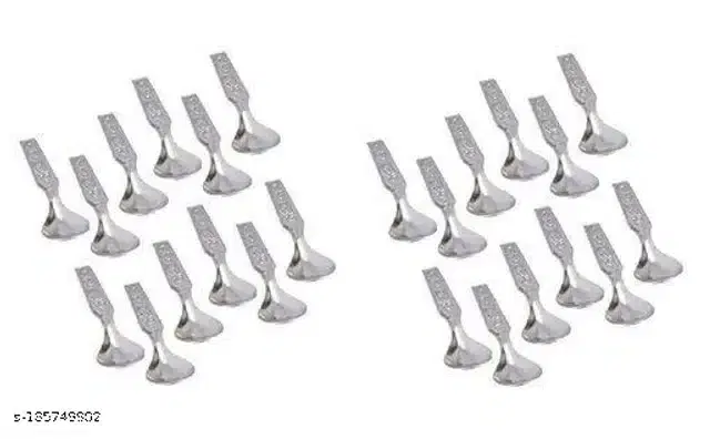 Carbon Steel Spoon Set, Silver, Pack of 24