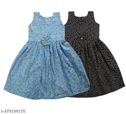 Pack Of 2 Frocks & Dresses for Girls (Blue, 10-11 Years)