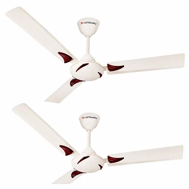 Longway Creta P2 1200 mm 3 Blade Ceiling Fan, Ultra High Speed | Ivory | Pack of 2