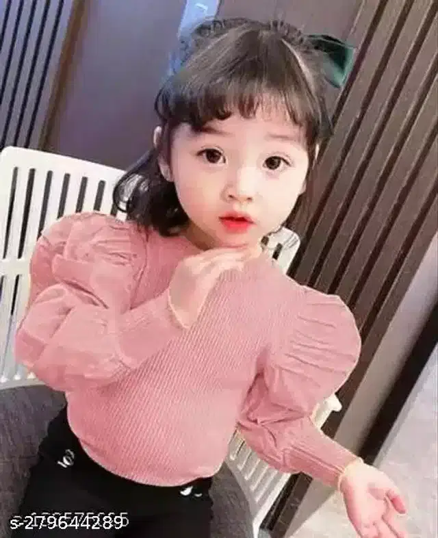 Full Sleeves Top for Girls (Pink, 5-6 Years)