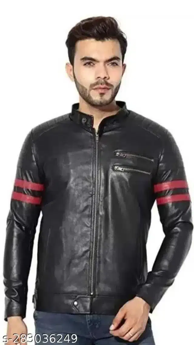 Leather Jacket for Men (Black, M)