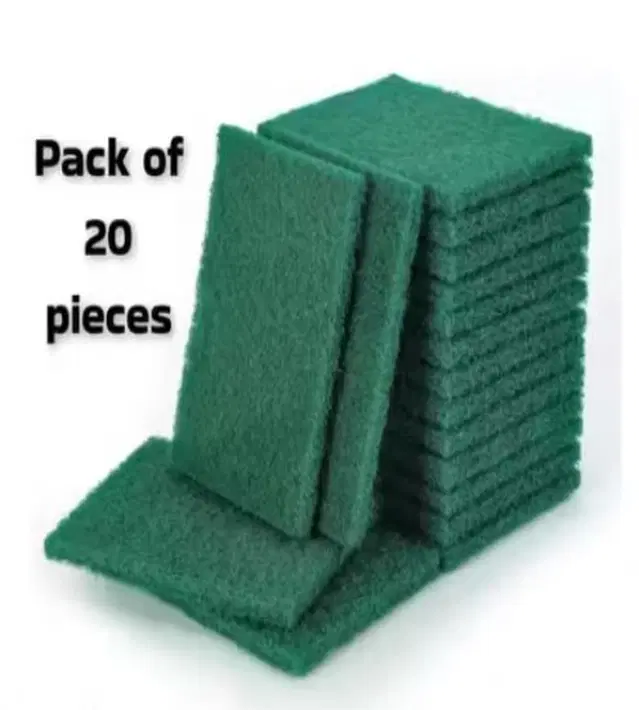 Green Scrub Pack of 20 green scrubber, pad , best quality, best cleaning scrub for utensils, Green Pad 3*4 inch size attractive scrub and sponge soft and long lasting scrub pad. top quality. long lasting cleaning scrub pad