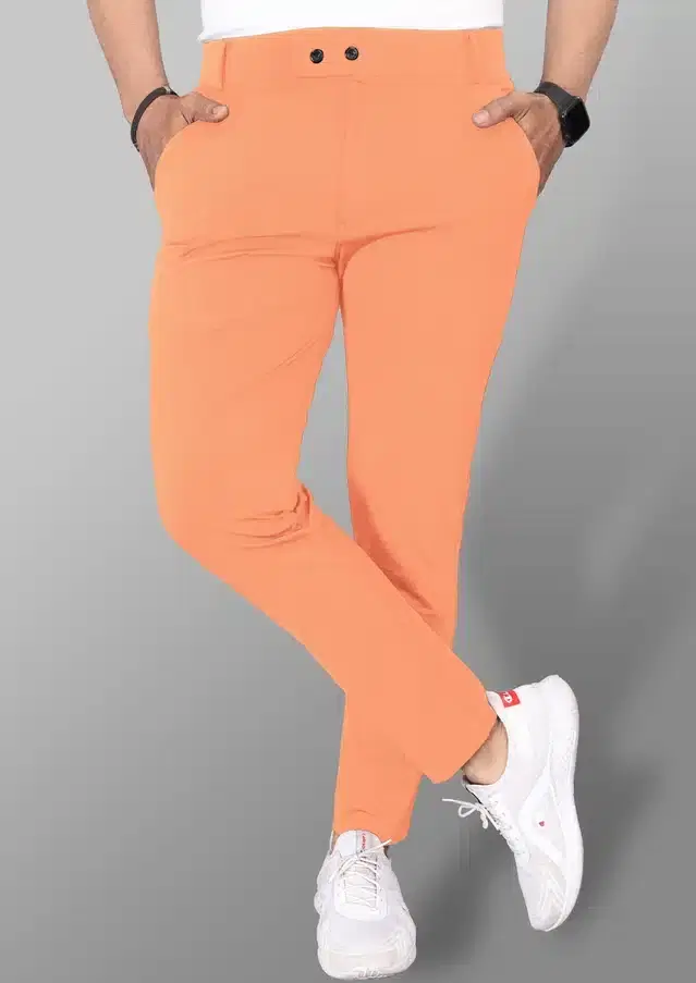 Lycra Blend Trouser for Men (Orange, 36)