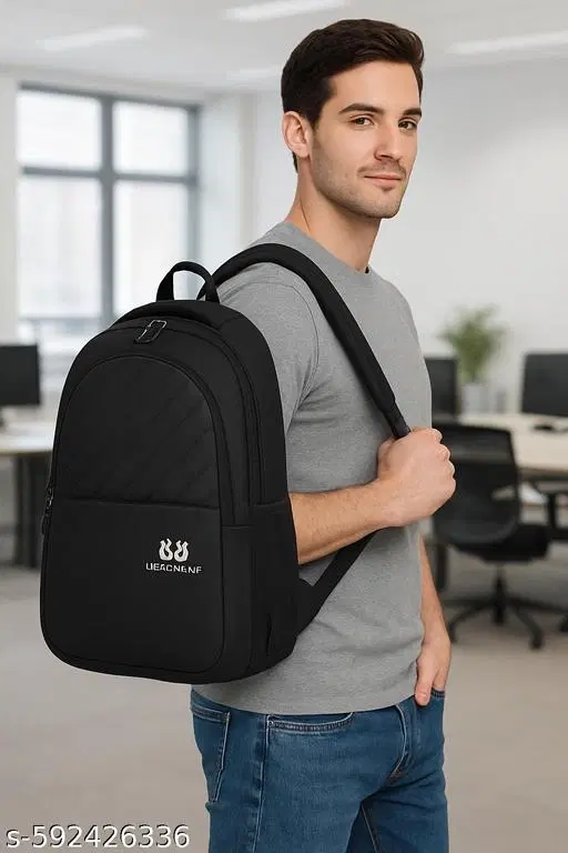 Polyester Backpack for Men & Women, Black