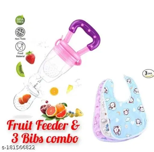 Yv Baby Fruit Food Feeder And 3 Bibs Combo