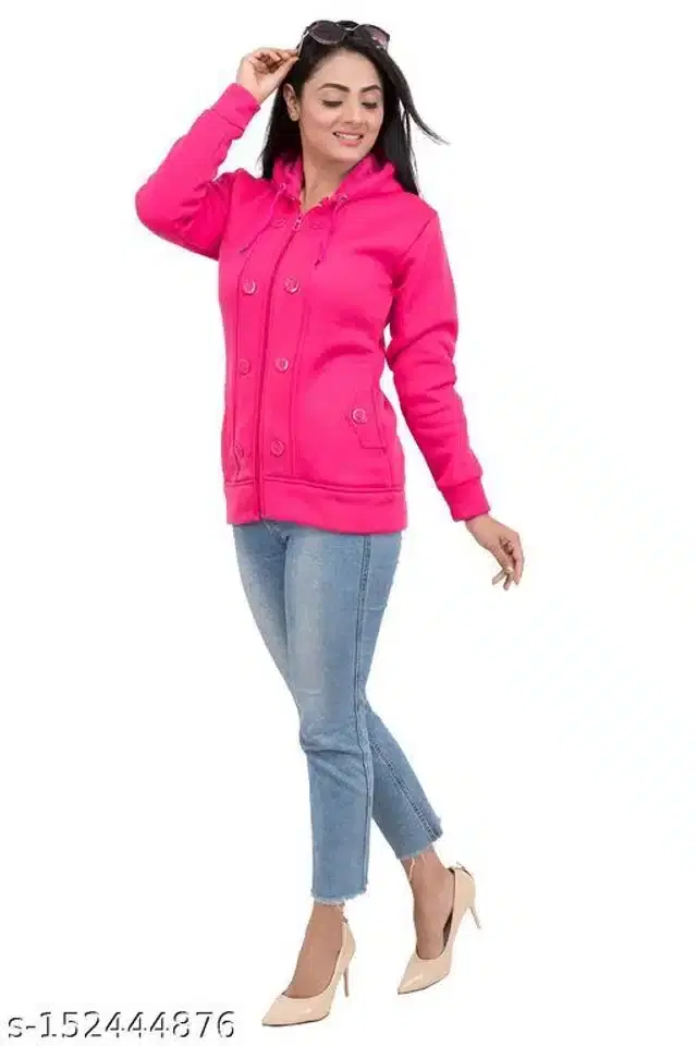Polyester Sweater for Women (Pink, L)