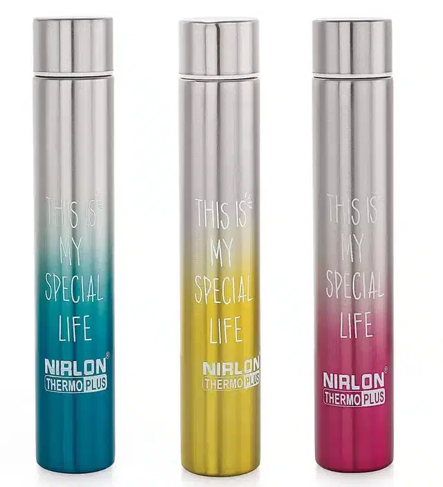 Stainless Steel Double Wall Vacuum Insulated Water Bottle, Pack of 3, Multicolor, 310 ml