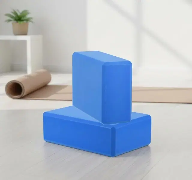High Density EVA Foam Fitness Yoga Blocks Bricks to Support and Deepen Poses Yoga Blocks, Blue Pack of 2
