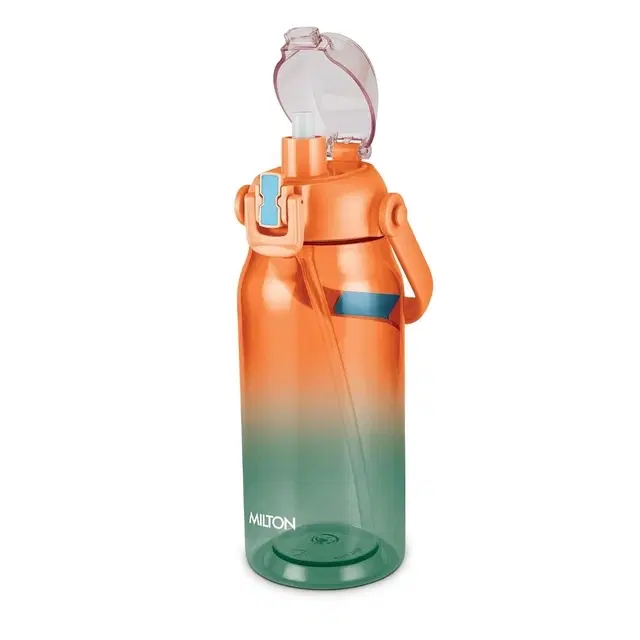 Milton Juwel 1500 Premium Crystal Clear Unbreakable Material Sipper Water Bottle|BPA Free|One-Touch Open|Leak-Proof|Sturdy Handle Cum Mobile Holder|Ideal for Office, School, Gym, 1460ml,Orange