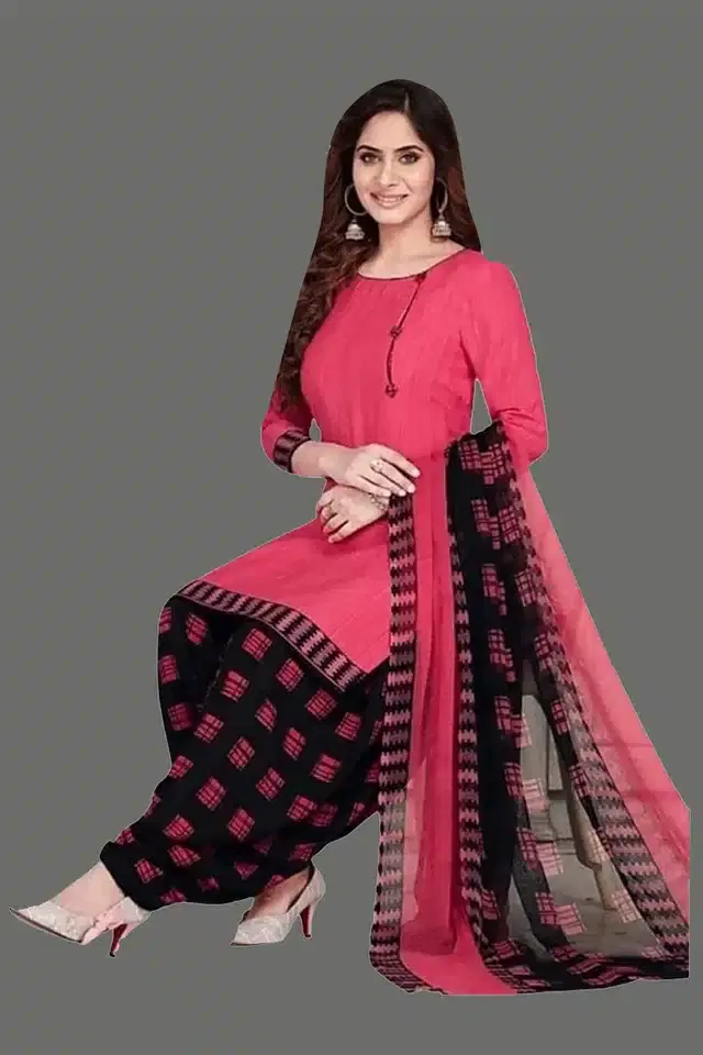 Unstitched Dress Material for Women & Girls (Pink)