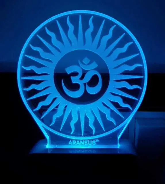 Unicept Om Shanti 3D Illusion Extremely 7 Color Changing Night Lamp Comes, Multicolor, NE-54