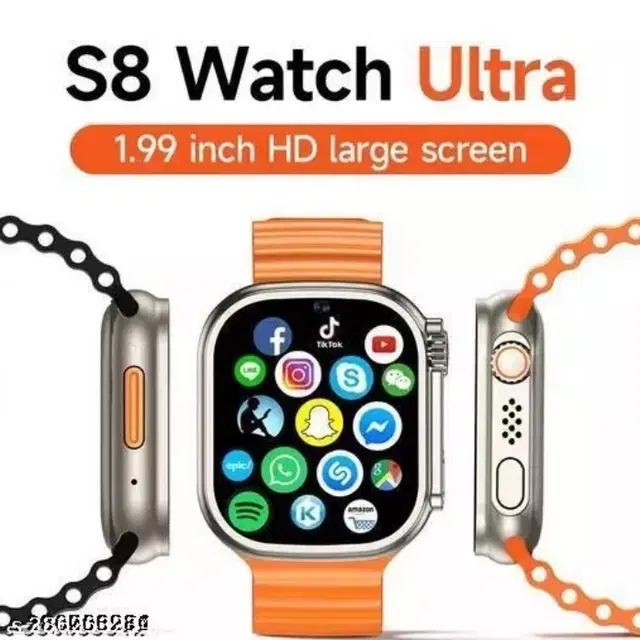 Nylon Strap Smart S8 Ultra Smart Watch for Men & Women, Orange