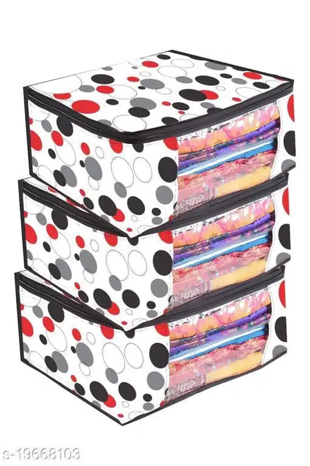 PVC Foldable Under Bed Storage, White, Pack of 3