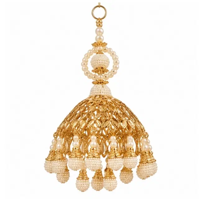 Golden Decorative Jhoomar With Pearl Tassels