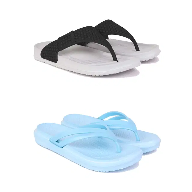 Slippers for Women, Pack of 2 (Multicolor, 6)