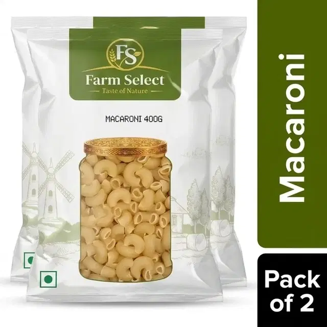 Farm Select Macaroni 400 g (Pack of 2)  (100 % Sooji)