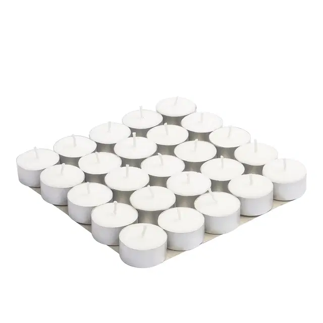 Tea Light Unscented Candles, White, Pack of 25