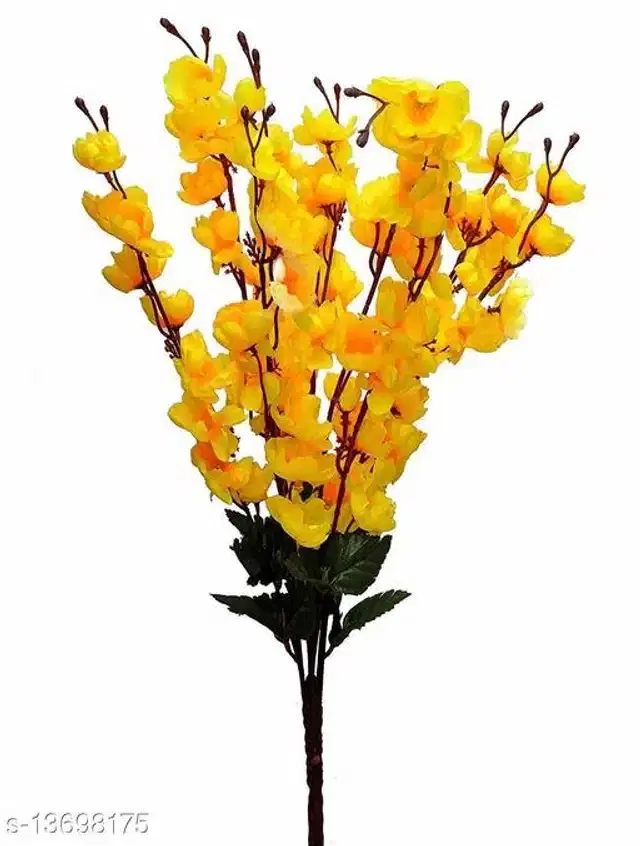 Polyester Artificial Flowers Bunch, Yellow & Green