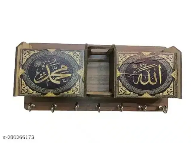 Wooden All in One Pens, Keys & Mobile Holder, Multicolour