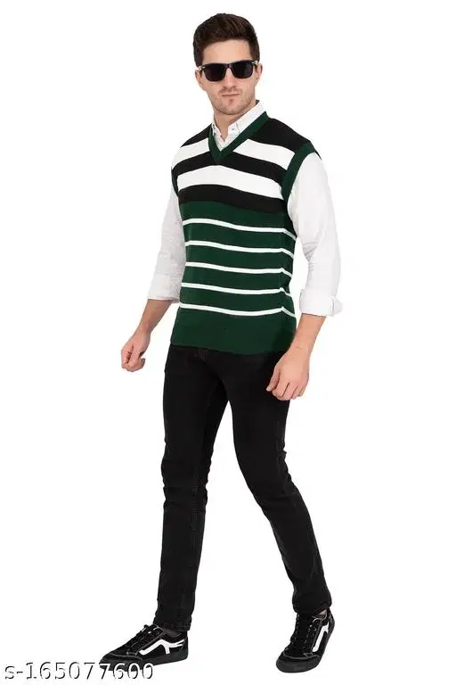 Half Sleeves Sweater for Men (Multicolor, M)